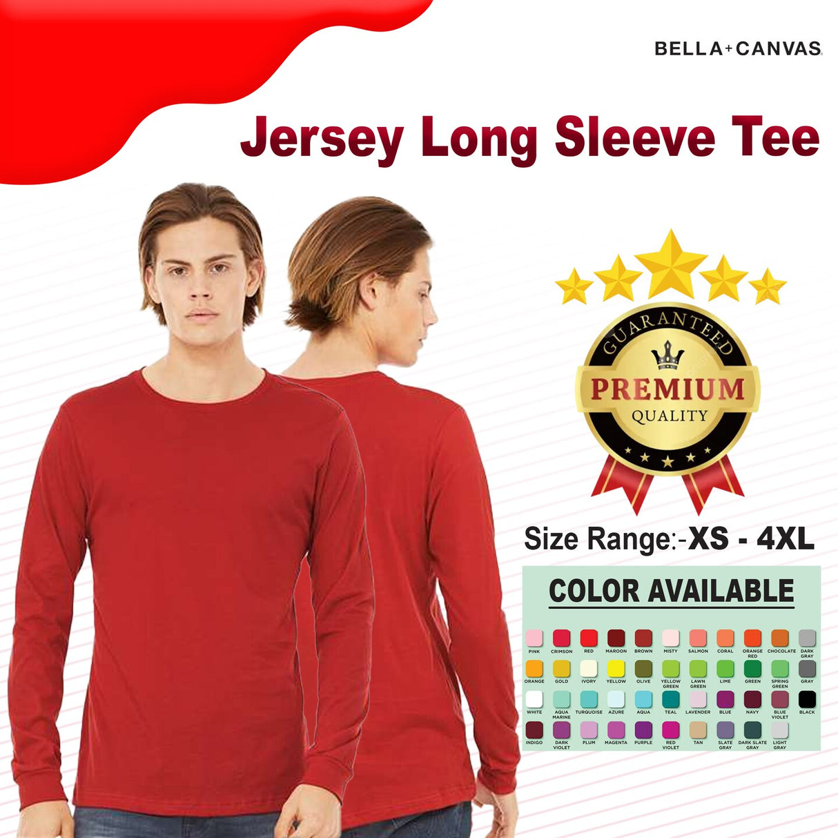 BELLA + CANVAS® Unisex Jersey Crewneck Long Sleeve Tee