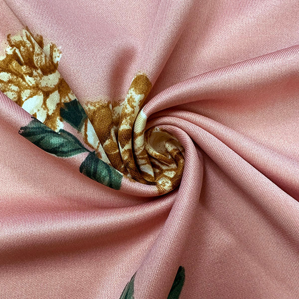 1 Yard Carnation Pink Multi Floral Scuba Knit Fabric For Apparel And Activewear 58 Inches Width