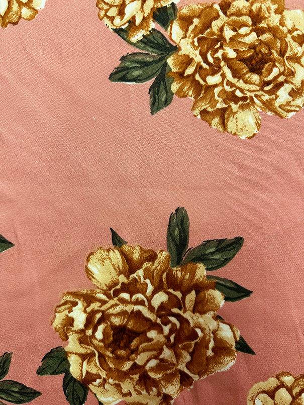 1 Yard Carnation Pink Multi Floral Scuba Knit Fabric For Apparel And Activewear 58 Inches Width