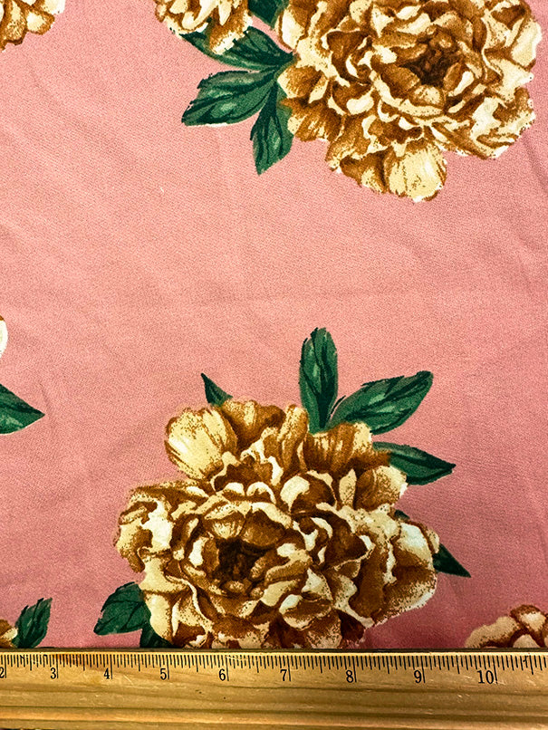 1 Yard Carnation Pink Multi Floral Scuba Knit Fabric For Apparel And Activewear 58 Inches Width