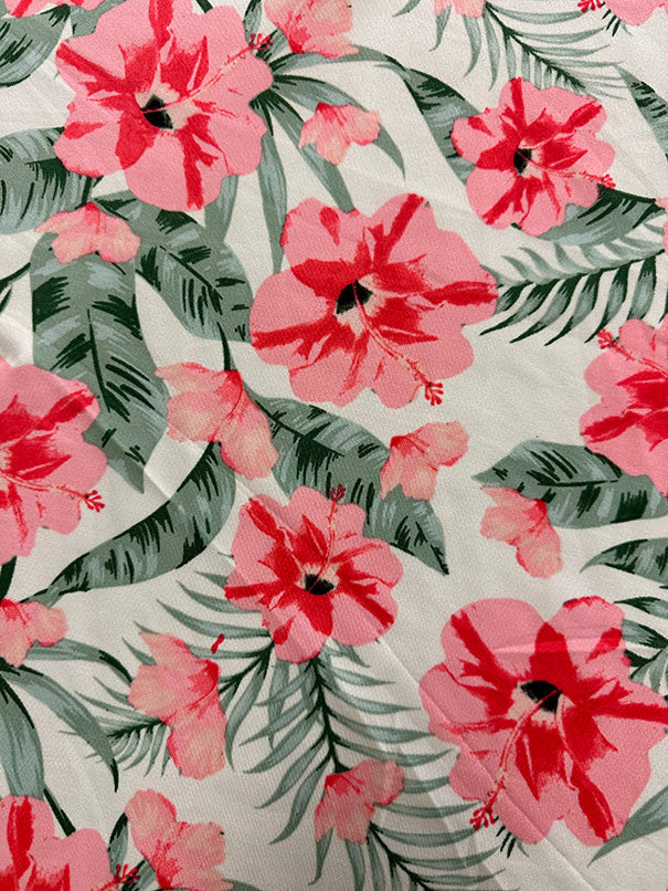 1 Yard Bright Pink Multi Floral Scuba Knit Fabric For Fashion Apparel And Activewear 58 Inches Width