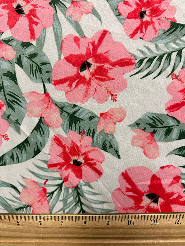 1 Yard Bright Pink Multi Floral Scuba Knit Fabric For Fashion Apparel And Activewear 58 Inches Width