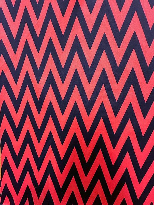 1 Yard Chevron Print Coral Navy Scuba Knit Fabric For Modern Apparel And Activewear 58 Inches Width