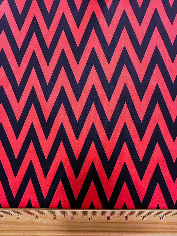 1 Yard Chevron Print Coral Navy Scuba Knit Fabric For Modern Apparel And Activewear 58 Inches Width