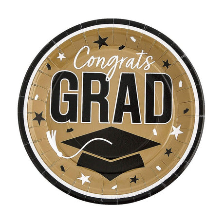 9" Graduation Party Congrats Grad Round Paper Dinner Plates 25 Count