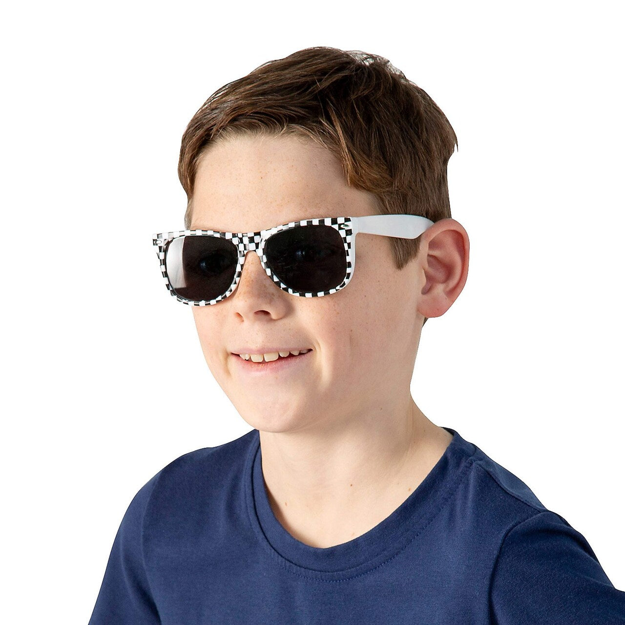 4 1/4" Kids Checkered Flag Race Car Plastic Sunglasses - 12 Pc.