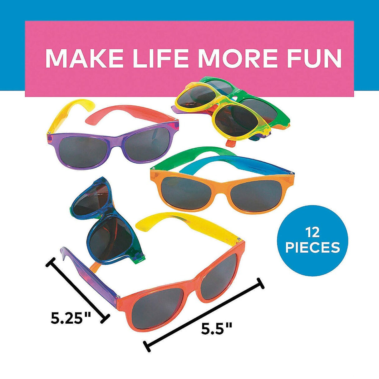 Adults Bright Transparent Sunglasses - 12 Pc.