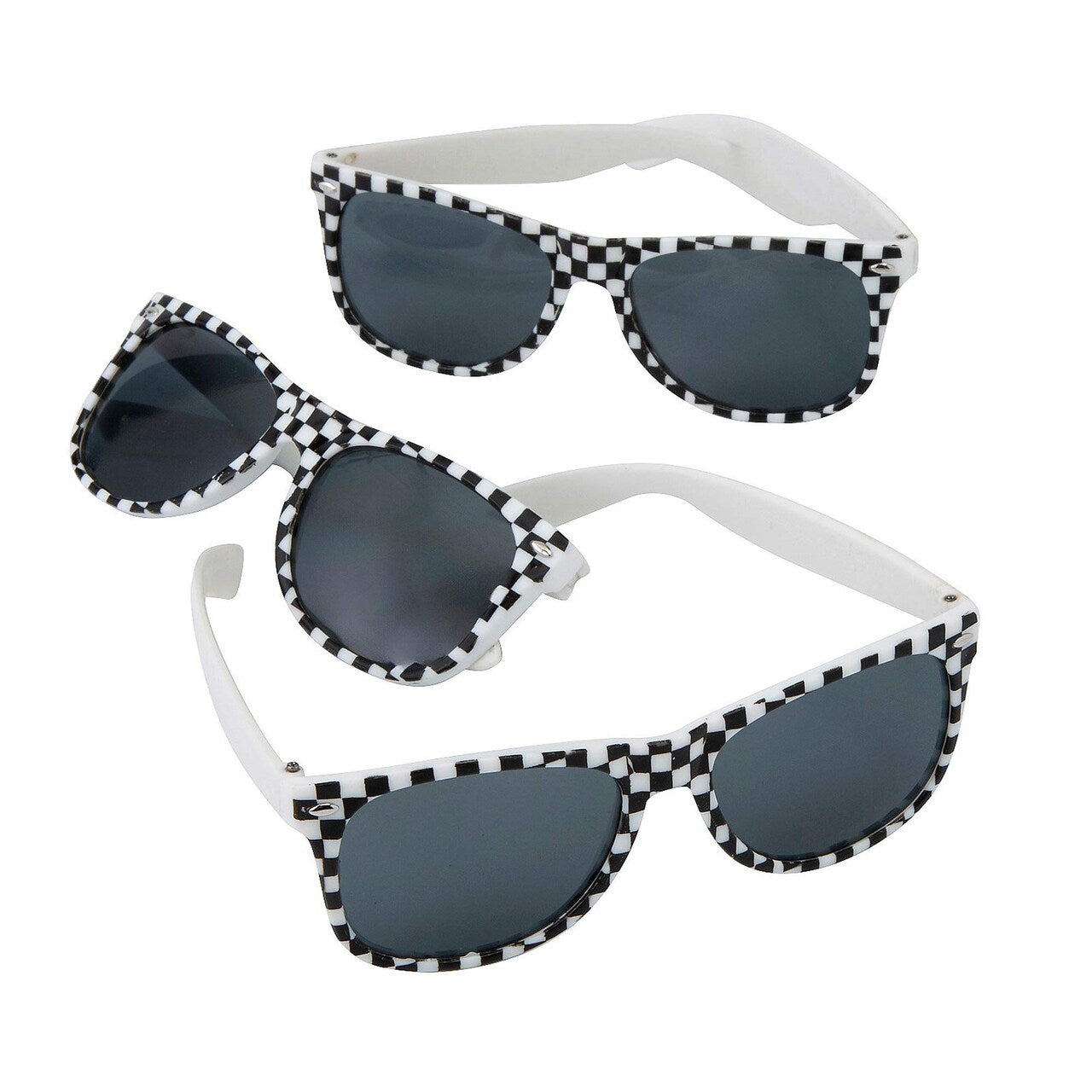 4 1/4" Kids Checkered Flag Race Car Plastic Sunglasses - 12 Pc.