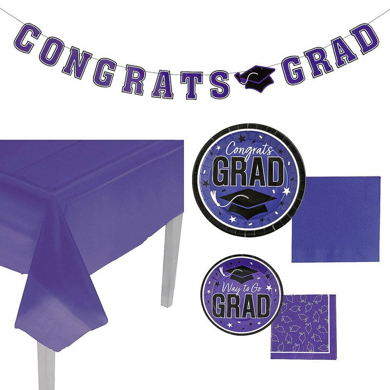 152 Pieces Graduation Party Solid Color Disposable Tableware Kit for 25