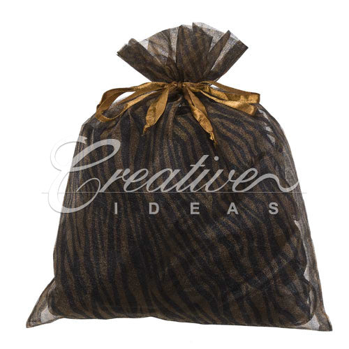 10"X 12" Organza Zebra Pouch - Sold By 6 Pieces (Individually Packed) (Brown/Black)