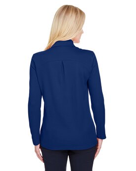 Devon & Jones® CrownLux Performance Ladies Plaited Long Sleeve Polo