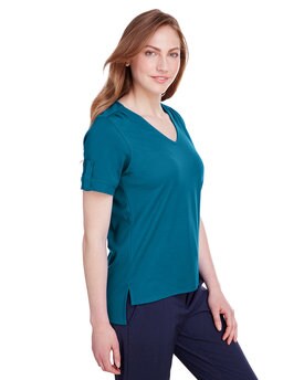 Devon & Jones® CrownLux Performance Ladies Plaited Rolled Sleeve Top