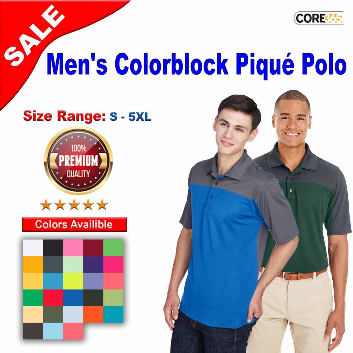 CORE® Men's Balance Colorblock Performance Piqué Polo
