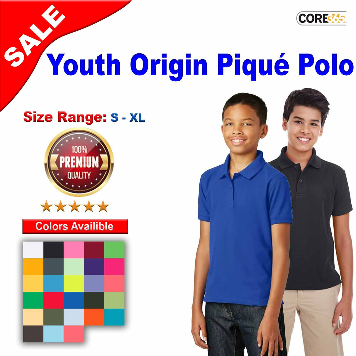 CORE® Youth Origin Performance Piqué Polo