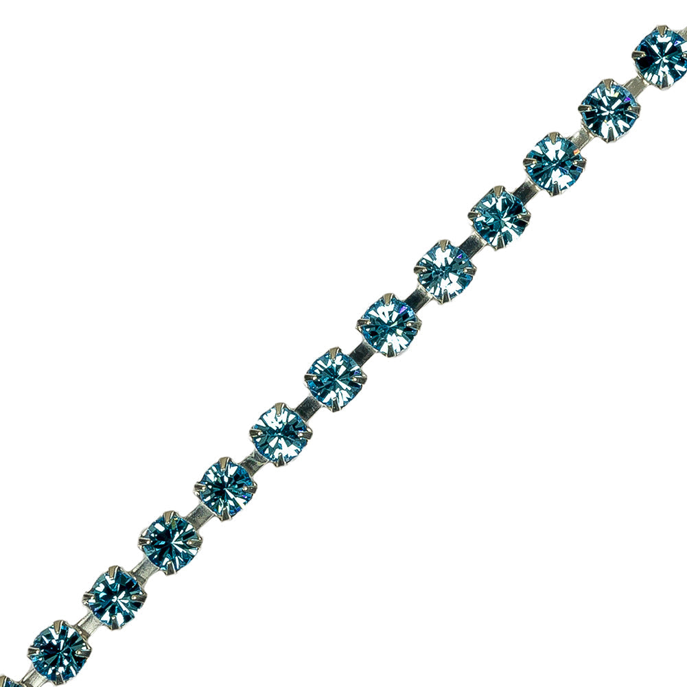 Aquamarine/Silver Metal & Czech Rhinestone