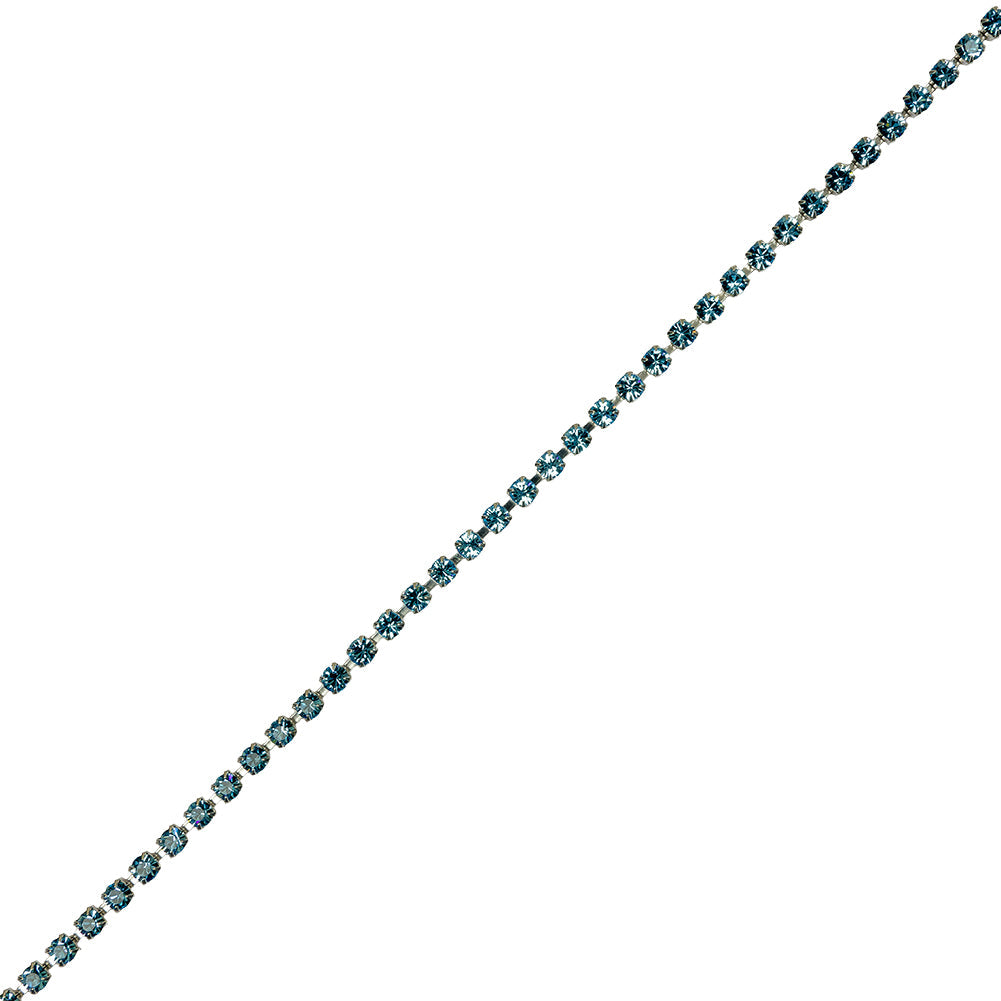 Aquamarine/Silver Metal & Czech Rhinestone