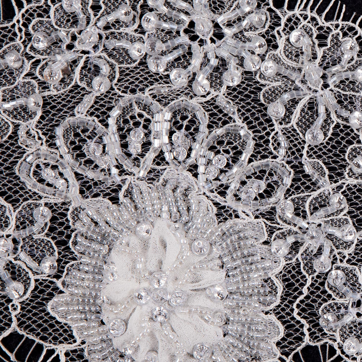 White Beaded Lace Trim - 4.5"