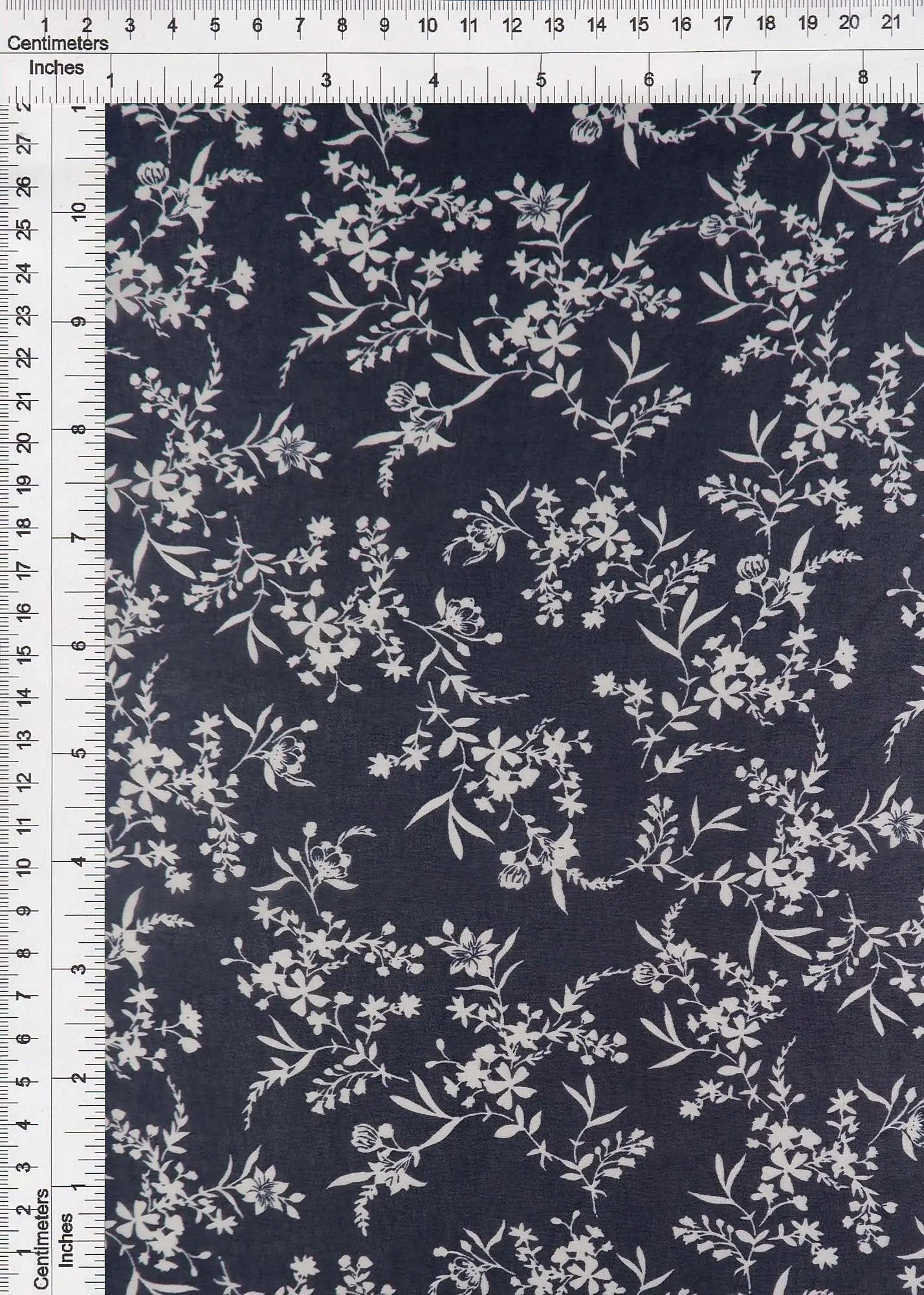 1 Yard Navy Chiffon Fabric 100% Polyester Floral Print, 57/58" Wide