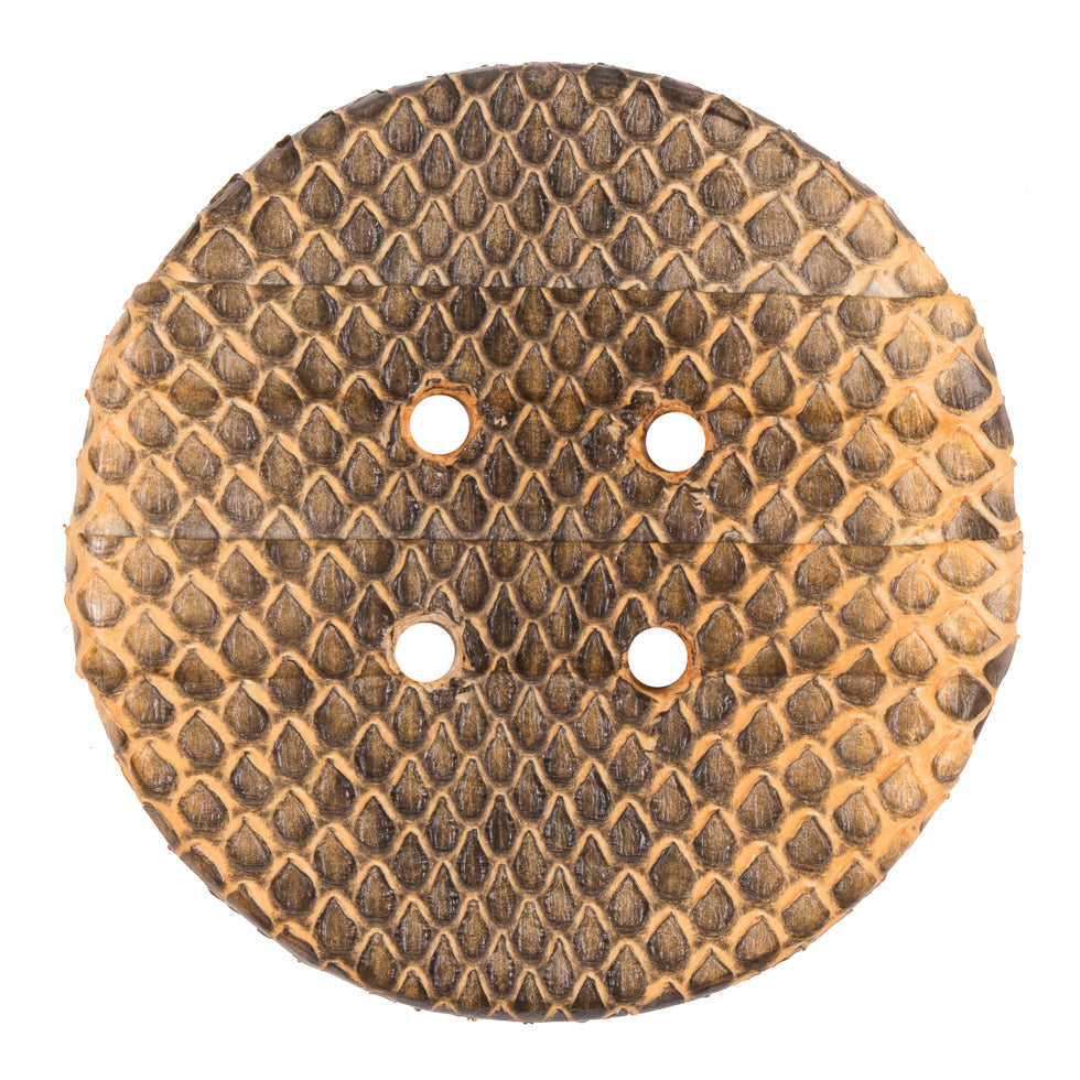 Cashew Snakeskin Covered 4-Hole Button - 96L/61mm