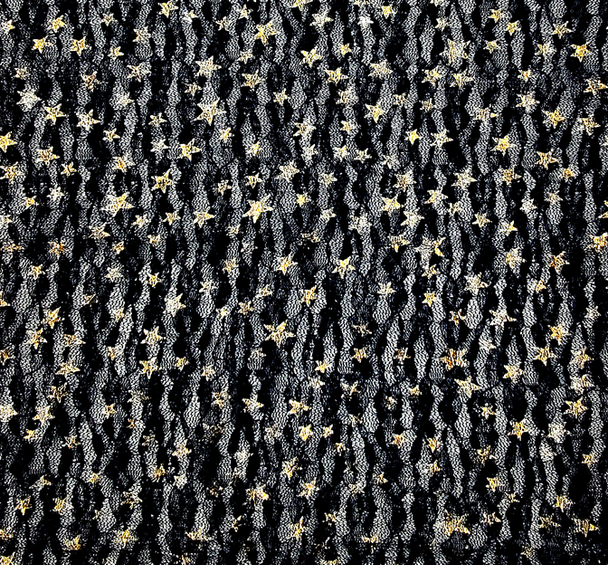 1 Yard Black Lace Fabric with Gold Foil Stars, 50/52" Width | Elegant Apparel & Decor Textile