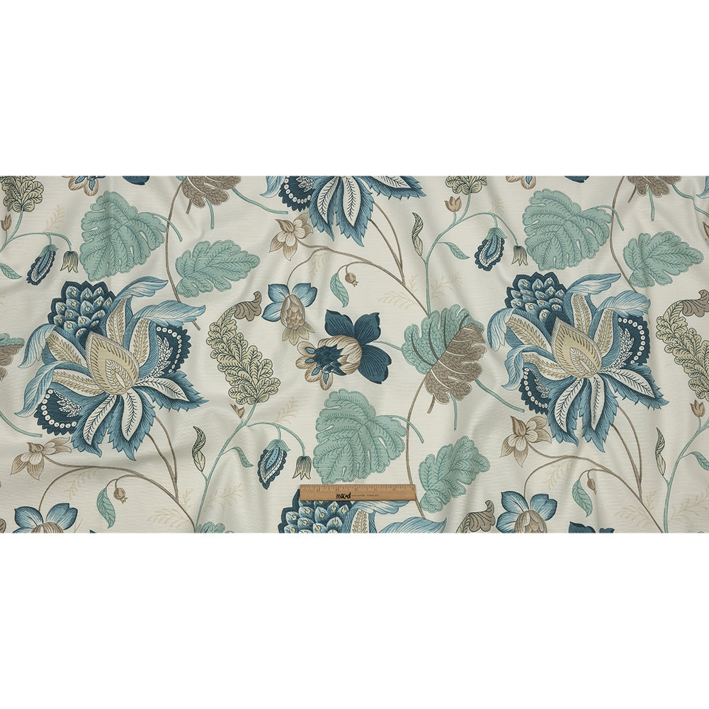 Legion Blue and Egret Floral Cotton Blend