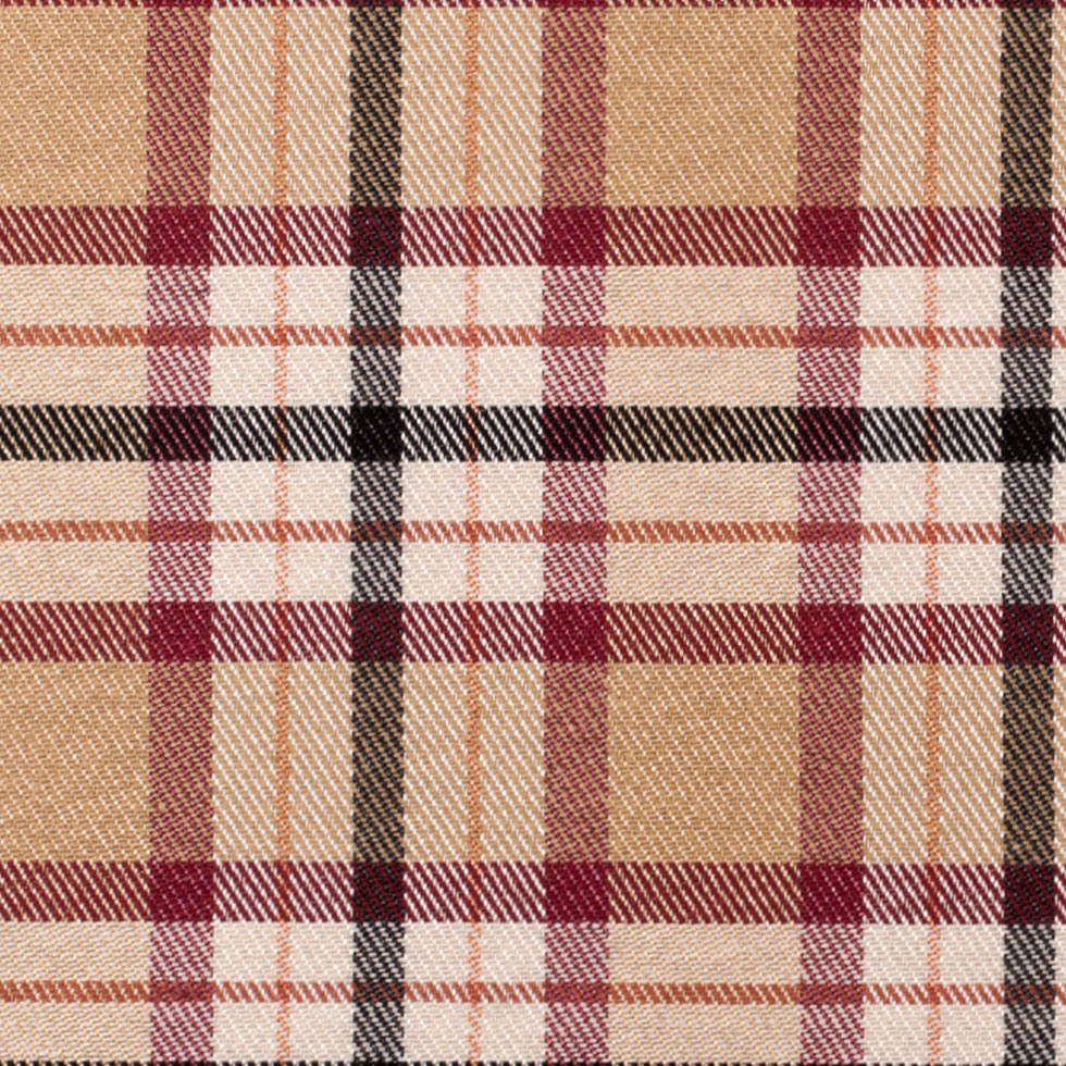 Beige Plaid Cotton Blend
