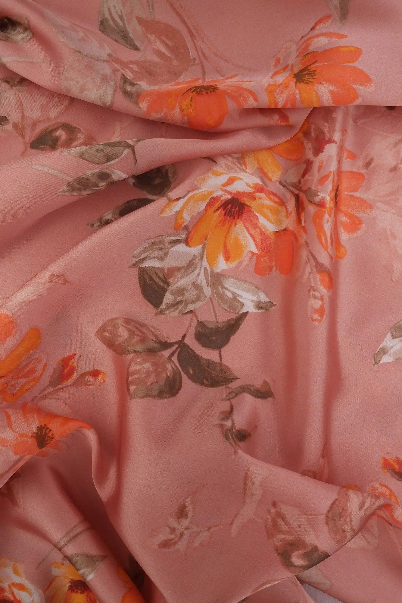 Satin Floral Print Fabric 100% Polyester, 57/58'' Wide