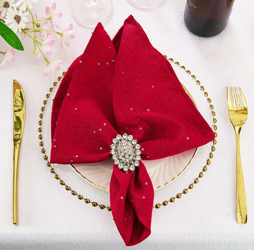 Sequin Paillette Poly Flax Burlap Napkins