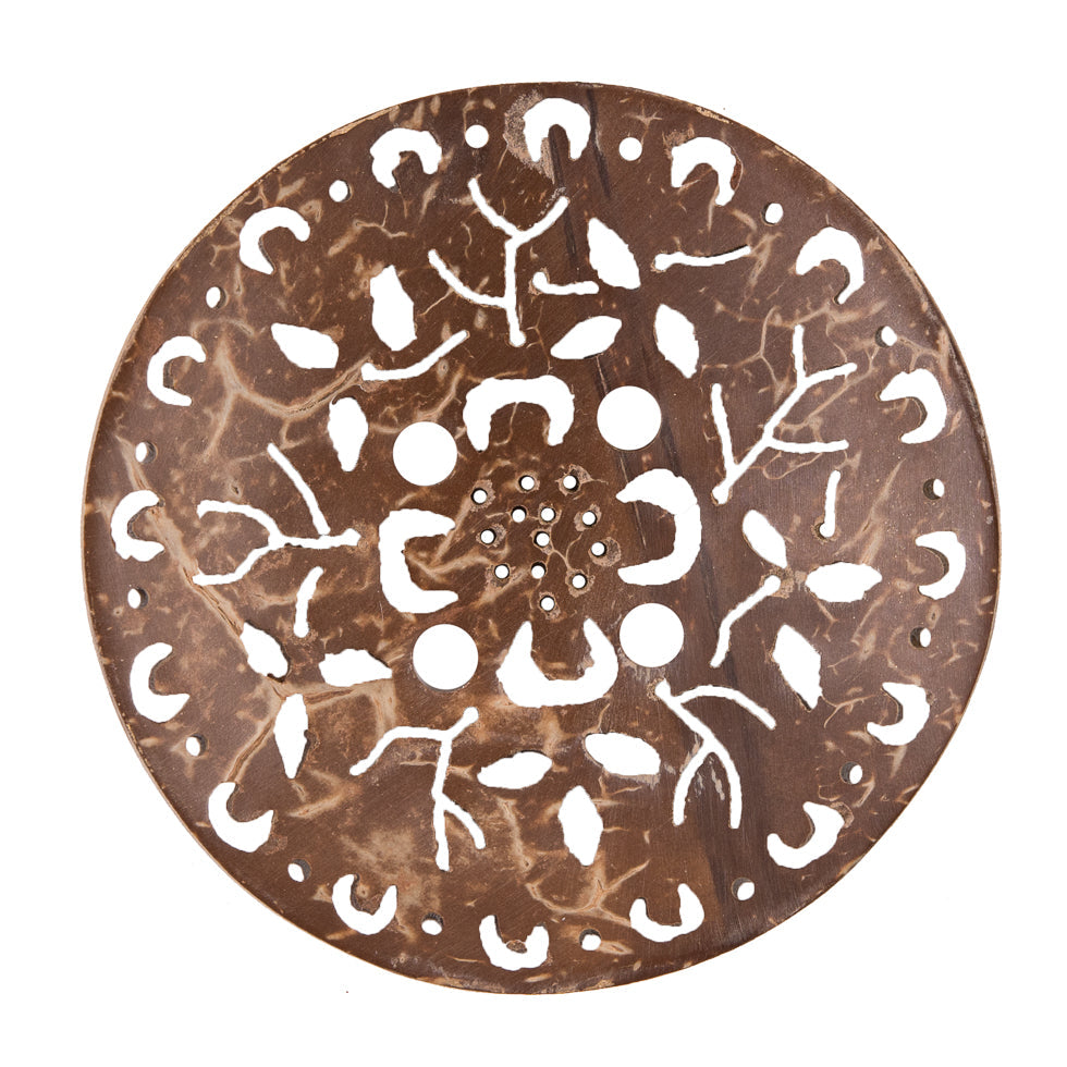 Brown/Gold Painted Coconut Button - 94L/60mm