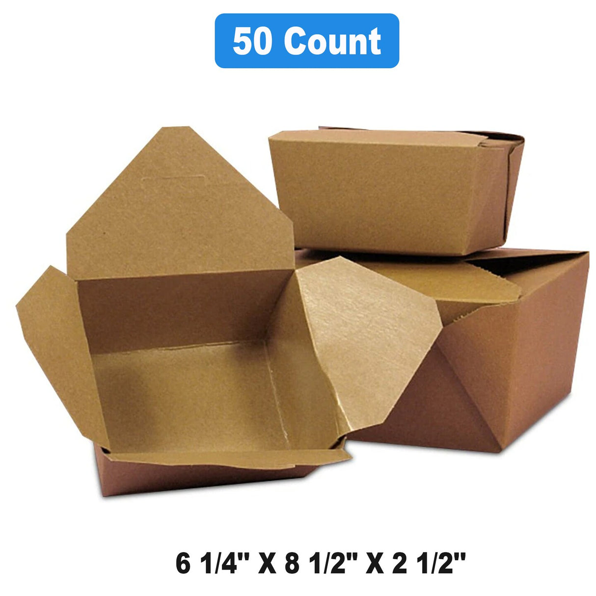 Eco-Friendly Earth Kraft Take-Out Boxes 6 1/4" x 8 1/2" x 2 1/2"