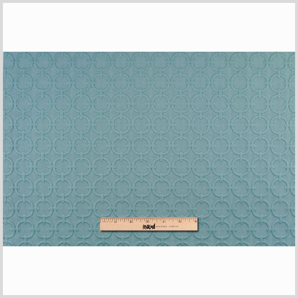 Turquoise Geometric Embroidered Cotton-Poly Woven