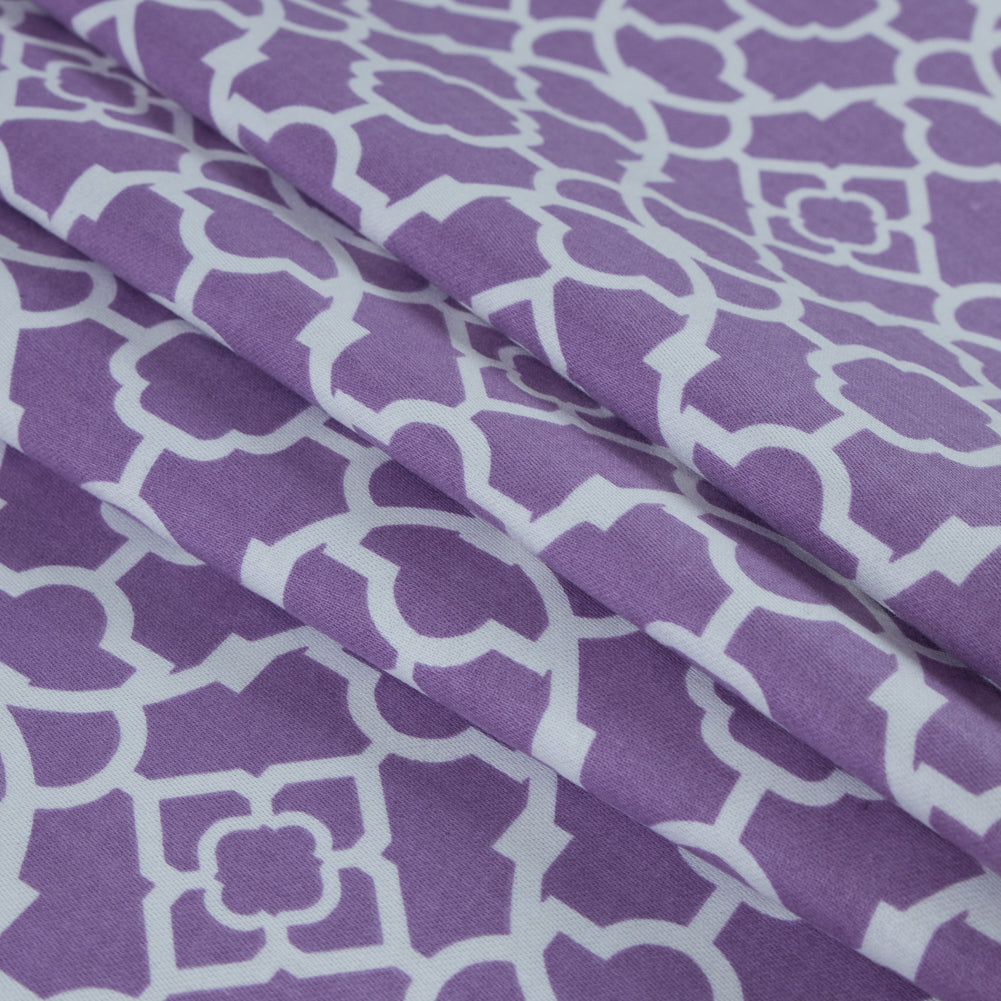 Violet Lattice Printed Cotton Twill