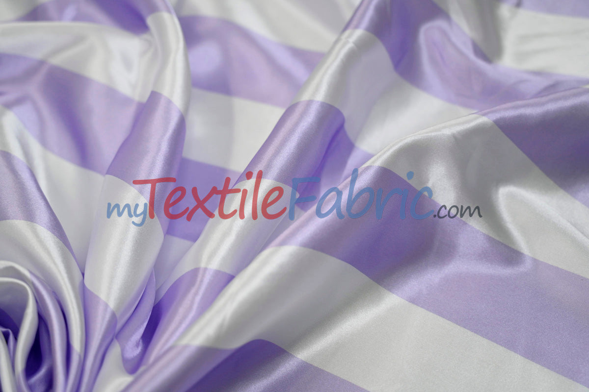 Stripe Satin Charmeuse Polyester Fabric - 2" Stripe, Multiple Colors, 58/60" Width (1 Yard)