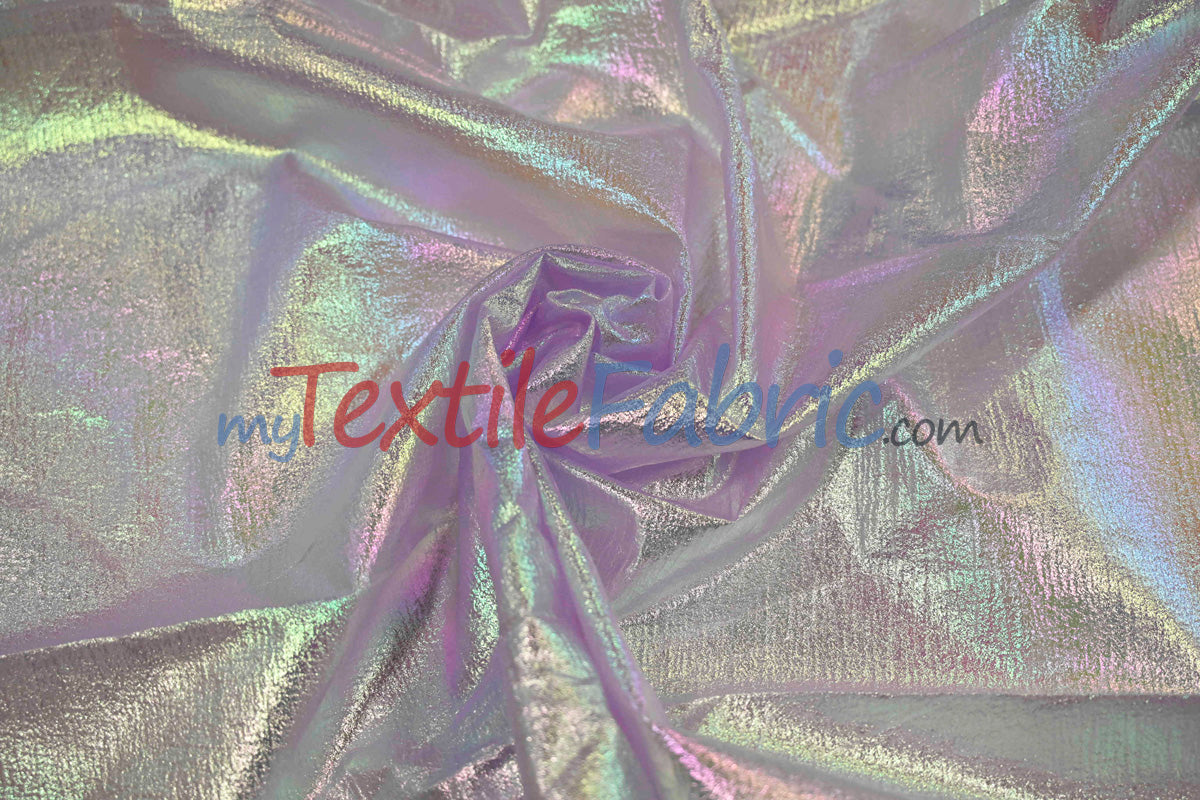 Oasis Hologram Polyester Fabric - Iridescent Sheer Organza, 58/60" Width, White, Pink, Baby Blue, Turquoise, Lavender, Black (1 Yard)