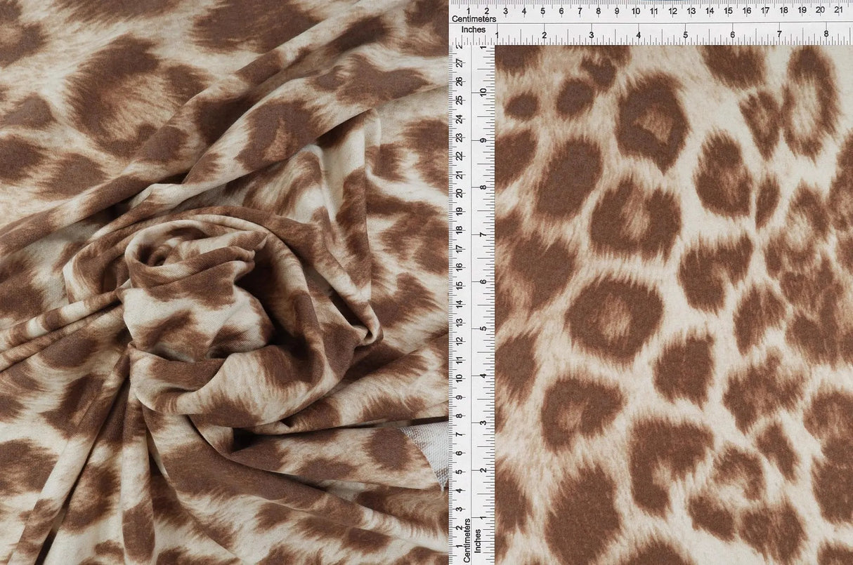 1 Yard French Terry Animal Print Knit Fabric, 58/60'' Wide Poly Rayon Blend