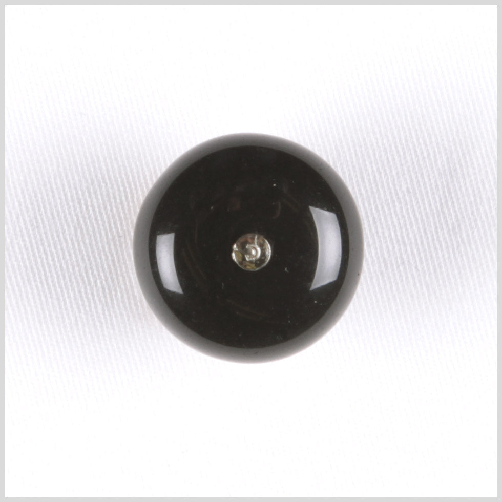 Glass Shank Back Button - 18L/11.5mm - Black Dome Shaped and Silver Metal Center