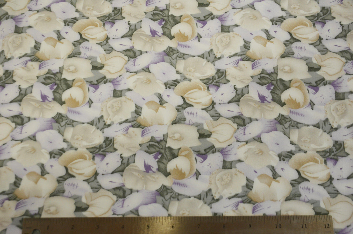 Spring Floral Rayon Challis Fabric - Floral Print, 58/60" Width (By The Continuous Yard)