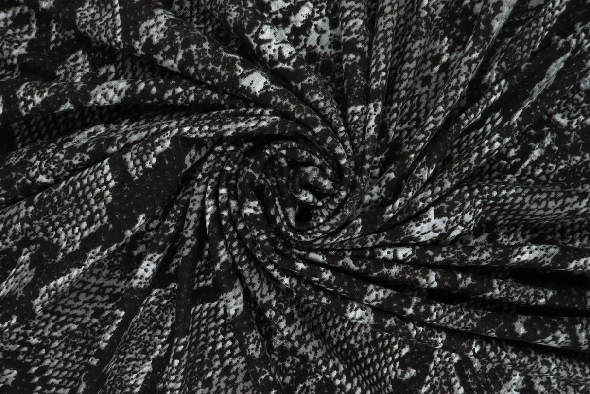 1 Yard Snake Skin Animal Print DTY Brushed Knit Fabric Soft Stretch Polyester Spandex 58/60 Inches Wide