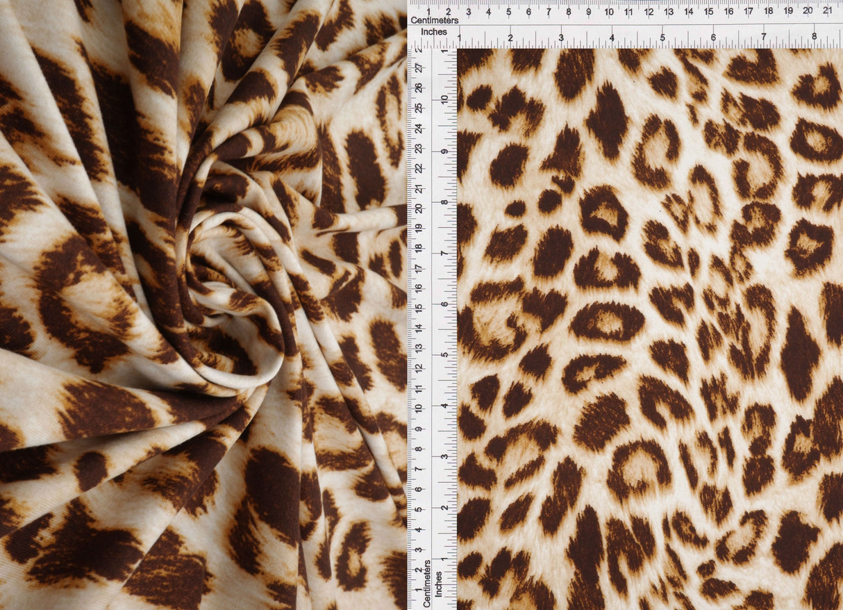 Animal Print Brushed Knit Fabric Taupe