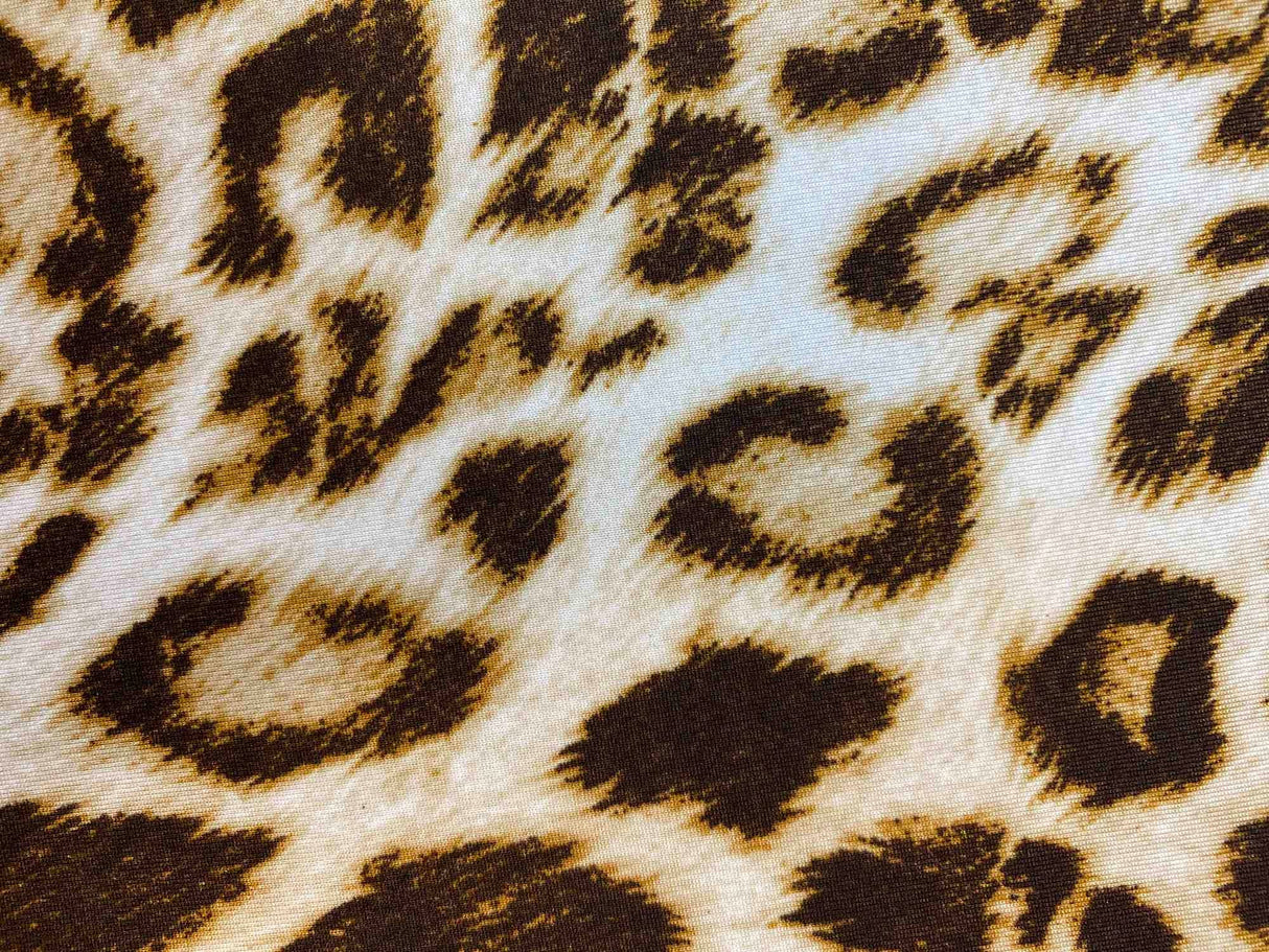 Animal Print Brushed Knit Fabric Taupe