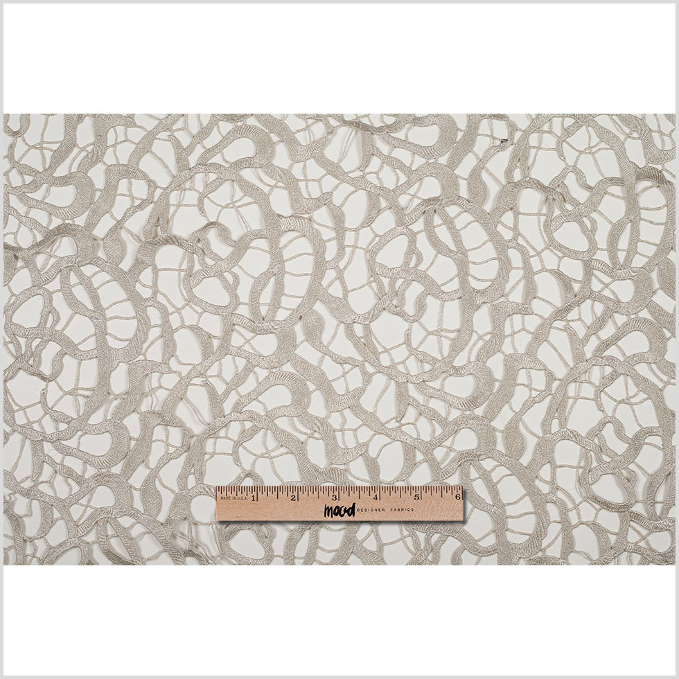 Guipure Lace - Metallic Silver Abstract