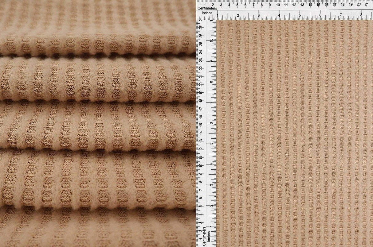 1 Yard Waffle Brushed Solid Fabric, 58/60'' Wide Polyester Rayon Spandex Blend