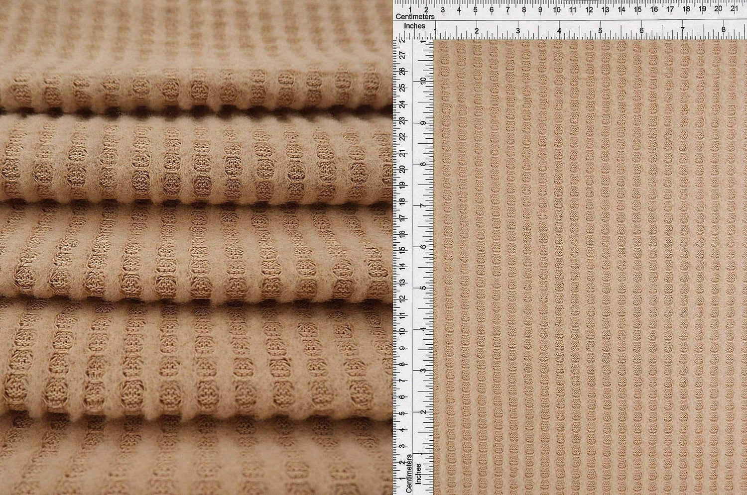 1 Yard Waffle Brushed Solid Fabric, 58/60'' Wide Polyester Rayon Spandex Blend