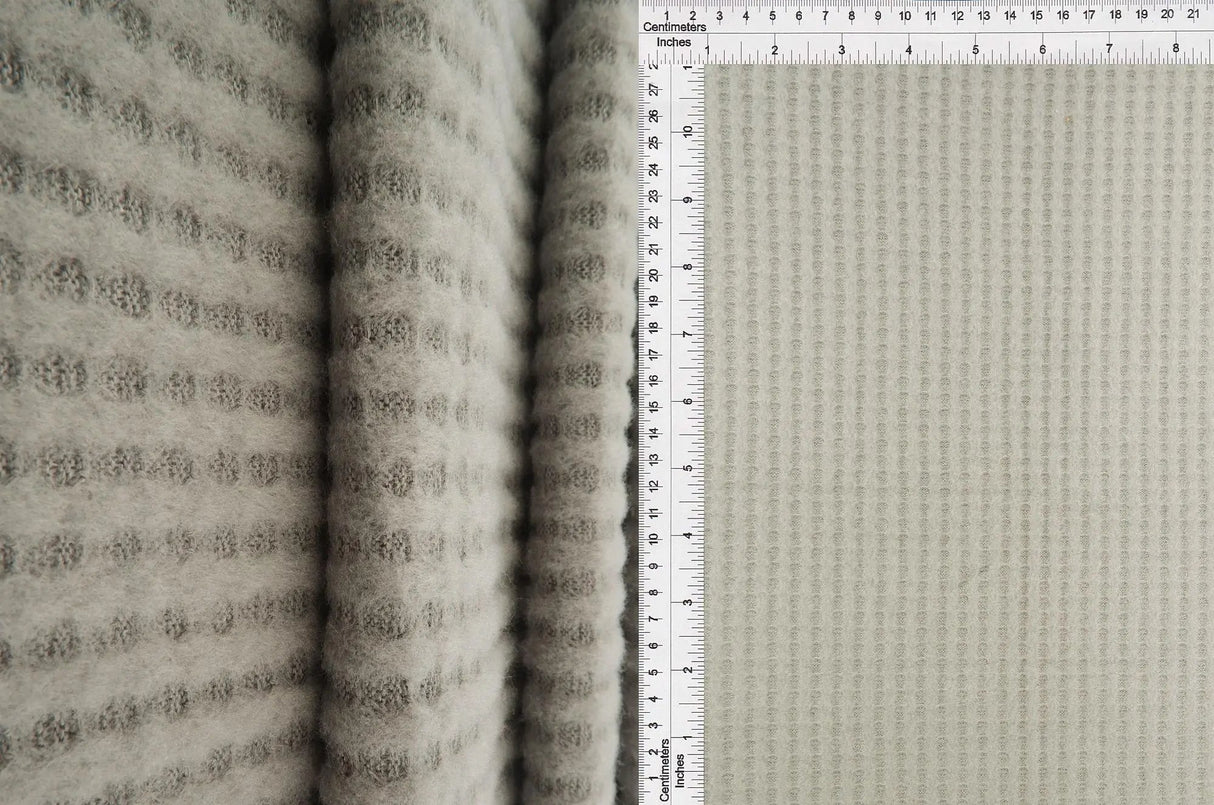 Waffle Brushed Solid Fabric 1 Yard Soft Stretch Textured Knit 58/60" Wide