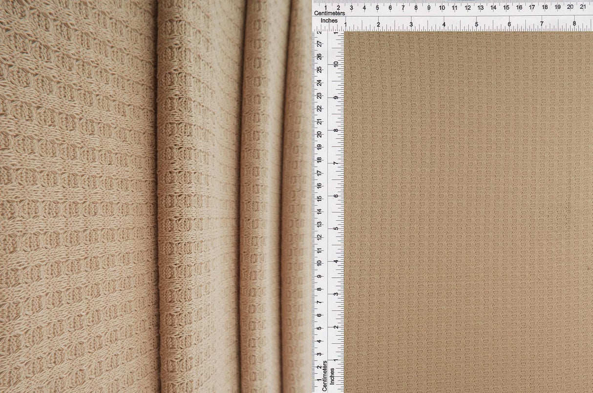 Waffle Stretch Knit Fabric Solid