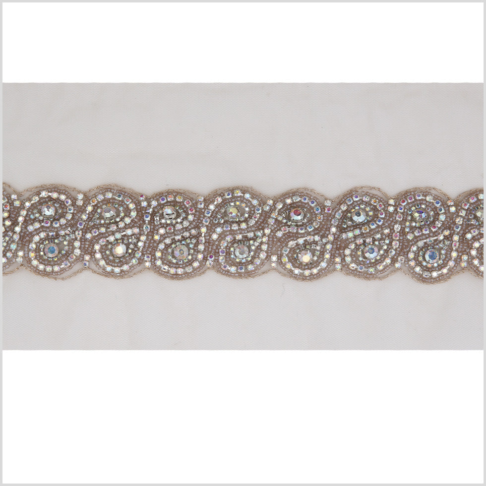 1.5" Iridescent Rhinestone Beaded Trim