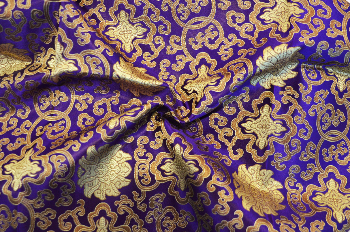 Chinese Medallion Brocade Polyester Fabric - Medallion Jacquard, 48" Width (1 Yard)