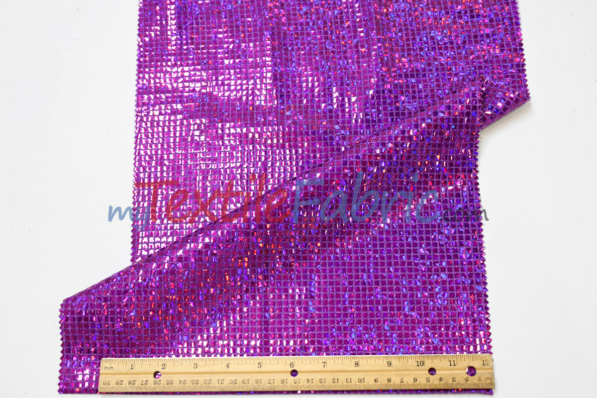 Holographic Mini Square Sequins Mesh Fabric - Holographic Mini Square Sequins, 45" Width (By The Yard)