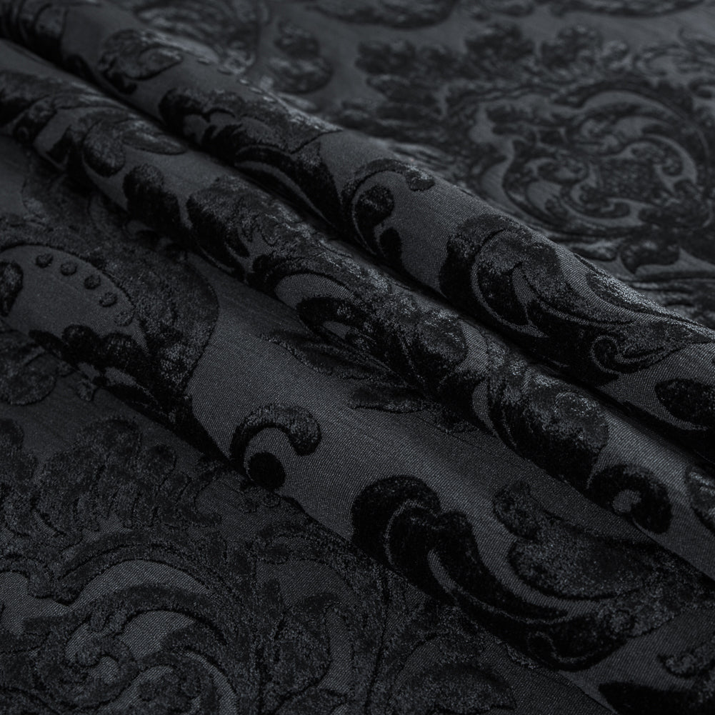 Black Damask Chenille Jacquard