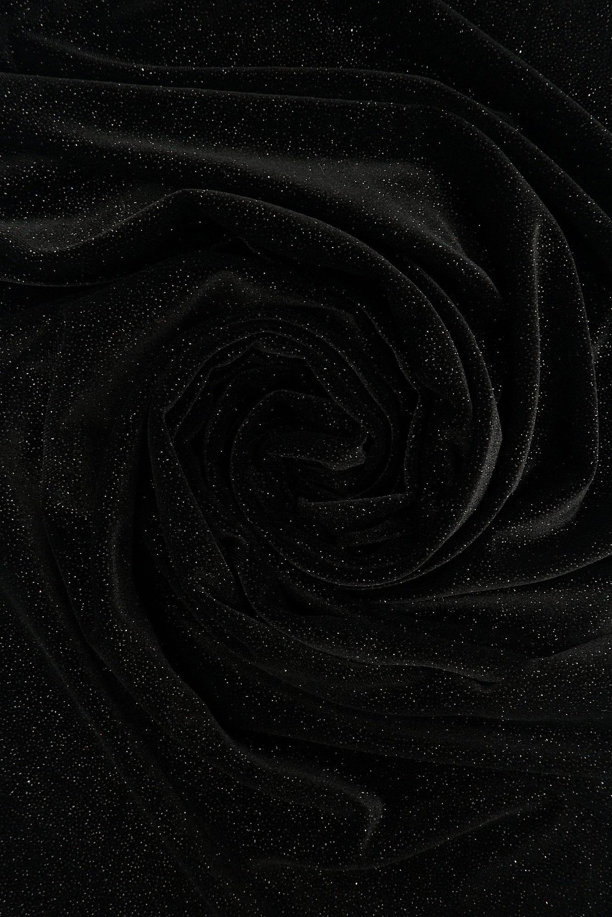 Glitter Stretch Velvet Knit Fabric Black